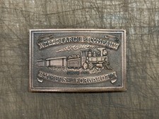 Vintage Wells Fargo Co Bankers Forwarders Solid Brass Belt Buckle - Chicopee