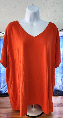 Amazon Essentials Womens Orange V-Neck Pullover T-Shirt Size 4x Soft Cool