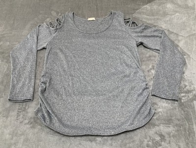 Ember Top Womans X-Large Gray Cold Shoulder Long Sleeve Mature Office