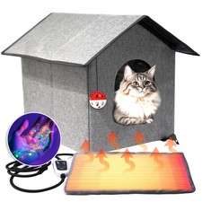 Heated Cat House for Outside - Weatherproof  Insulated Foldable Outdoor Warm