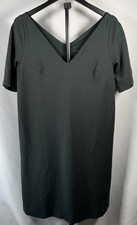 Ann Taylor Ponte Jersey Knit V-Neck Shift Dress Deep Hunter Green Size 2