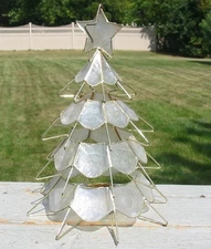 Capiz Shell Christmas Tree Star Topper Candle Holder Philippines Gold Frame