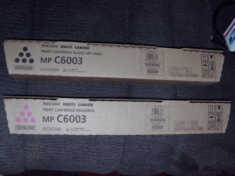 Ricoh MP C6003 Savin toner set of 2     1 black, 1 magenta   new