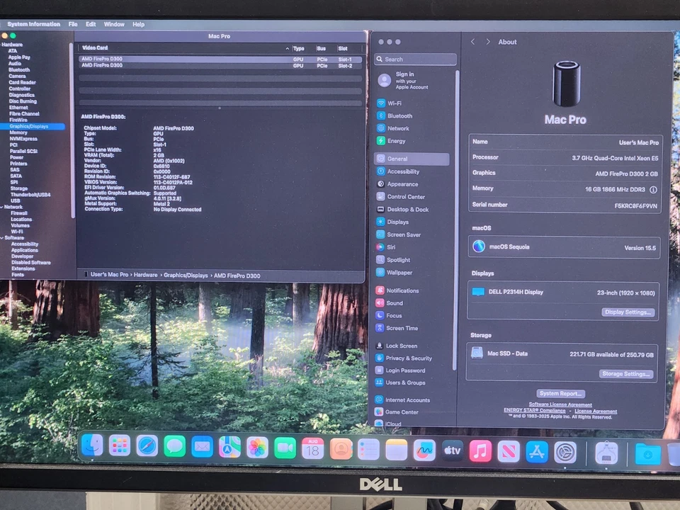 2013 Apple Mac Pro A1481 4-Core Xeon E5 3.7GHz 16GB 256GB SSD Dual FirePro D300 - Image 3 of 3