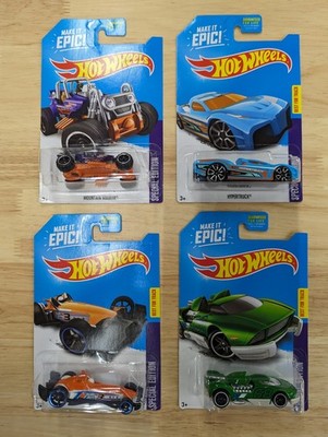 Hot Wheels 2015 Make It Epic 4 Car Scavenger Hunt Special Edition Set. New