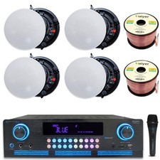 Home Theater System Kit 2000W Bluetooth Amp 4x 8" Frameless Ceiling Speakers