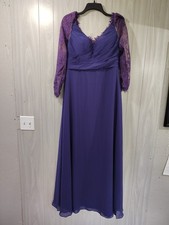 JJ's House Dark Purple Long Lace Mother of Bride Dress Sz 12 Bridesmaid Wedding