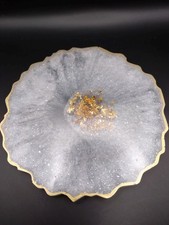 Agate geode style white & gold leaf resin coaster - bespoke custom made! 