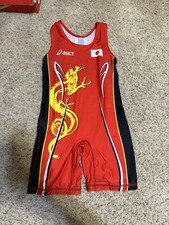 Vintage Japan Wrestling Singlet Large Red
