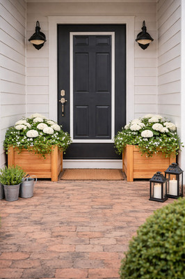 Tall Square Cedar Planter Box   Rustic Wooden Planter for Front Door, Patio