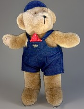 Vintage EDEN OshKosh B  gosh 12  Teddy Bear Plush Hat Denim Overalls Bibs