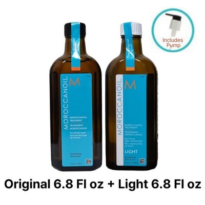New in Box Moroccanoil Treatment Oil Original + Light With Pump, 200 ml / 6.8 oz