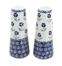 Blue Rose Polish Pottery Blue Daisy Salt & Pepper Shakers
