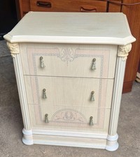 Cream Ornate 3 Drawer Bedside Cabinet/Chest