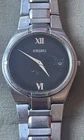 Vintage Seiko Men's Watch Black Dial Stainless Steel Band New Battery