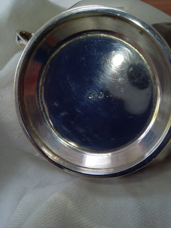 Vaso de mostarda vintage prata esterlina com forro de vidro azul. Birmingham 1928 - Imagem 4 de 4