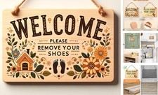 Welcome Please Remove Your Shoes Sign Solid wood pine , Please Take Your