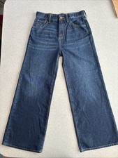 Old Navy High-Waisted Baggy Wide-Leg Jeans Girls Jr Size 18 Dark Blue Adjustable