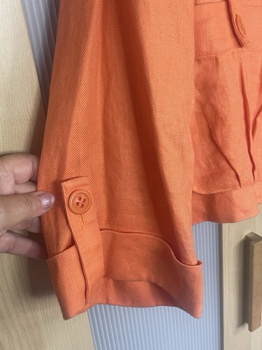Etcetera Sz 4 Orange Linen Blazer Retro Jacket Lined with Front Pockets - Picture 3 of 5