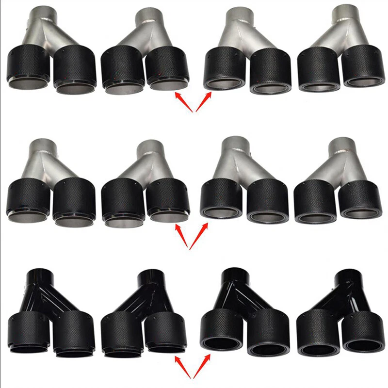 Tubos de escape de fibra de carbono de doble salida para coche BMW Serie 3 318 320 325 328 Foto 2 de 4