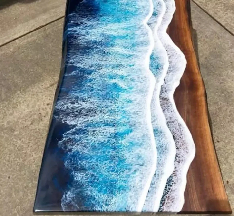 Ocean Table ,Epoxy Table, Epoxy Dining Table, Epoxy Resin Table, River Table Top - Image 3 of 4