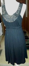 Dina Be Medium little Black Dress Bling and Stones Around the Neck Sleeveless