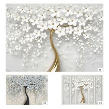 Fotomurale albero EFFETTO 3D carta da parati tessuto non tessuto bianco glamour oro fiori MODERNO XXL