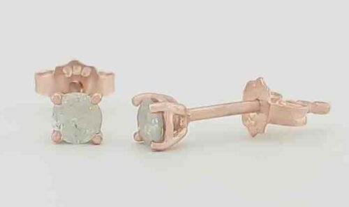 GENUINE DIAMONDS STUD EARRINGS 925 Sterling Silver (ROSE) - NEW WITH TAG