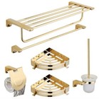 Bathroom Gold 6PCS Bath Accessory Sets Towel Rail/Paper Holder/Toilet brush