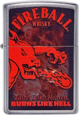 Zippo 49308 Fireball Whiskey Burns Like Hell Street Chrome