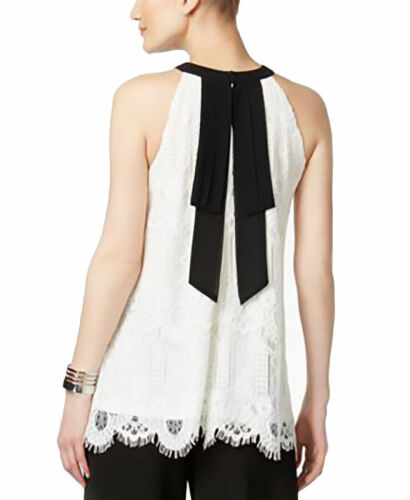 ALFANI Size L Bow-Back Lace Top WHITE - Picture 2 of 2