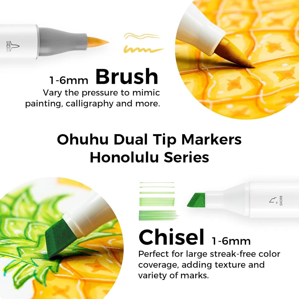 Ohuhu Alcohol Markers 168-color Double Tipped Brush & Chisel- Refillable Markers - Image 2 of 4