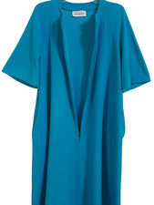Vanity Fair Housecoat Robe Medium Half Zip Blue USA Vtg