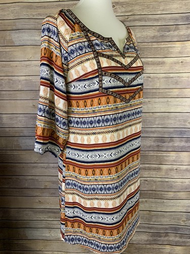 Skies Are Blue XS Stitch Fix Prairie Dress Boho Southwest V Neck Embroidered - Picture 7 of 10