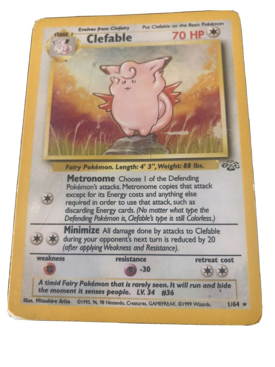 Clefable First Edition Holo Rare - Jungle Set 1/64 - WOTC Clefable First Edition Holo Rare - Jungle Set 1/64 - WOTC