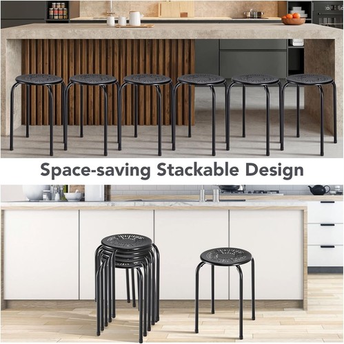 Metal Barstool Stackable Round Dining Stools Office Conference Seats Kitchen-6x - Picture 5 of 6