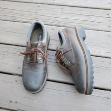 Vintage 90s y2k Skechers Bratz Brown Oiled Leather Chunky Heel Oxford Jammers 11