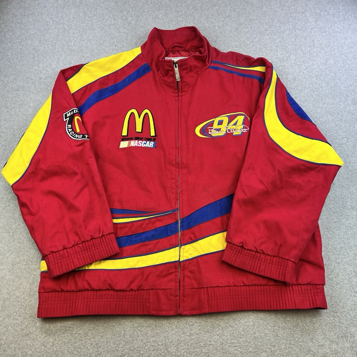 Vintage Mcdonalds Nascar Bill Elliott Jacket Mens XXL Red Full Zip