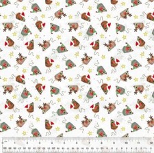 Meowy Christmas White Jolly Mice Bty Windham 43 Wide