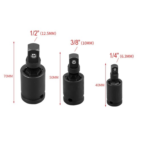 3pcs 1/4 3/8 1/2 Inch Drive Universal Joint Air Impact Socket Set with U Joint - Picture 13 of 19