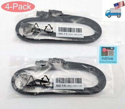 4-pack: Genuine Asus 18'' SATA III 3 SSD HDD Data Cables w/Locking Latch, 6Gbps