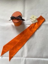 HERMES Twilly Bolduc au Carre Scarf silk Orange BNIB w/Tag Rare