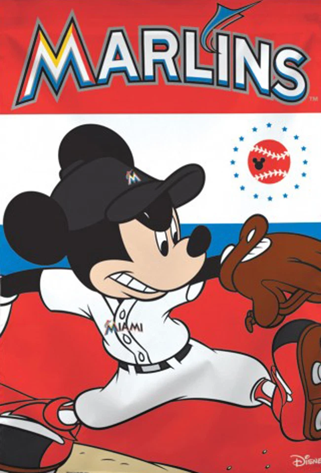 Miami Marlins MLB Mickey Mouse Baseball House Flag Licensed 28" x 40" - Image 2 of 3