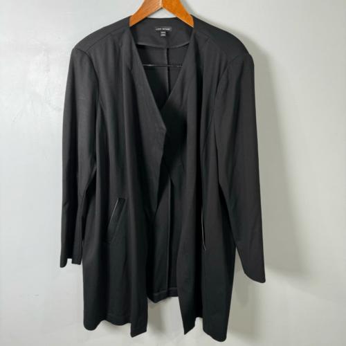 Lane Bryant Women’s Plus Draped Cardigan Jacket sz 3XVegan Leather Trim # B660-A - Picture 1 of 8