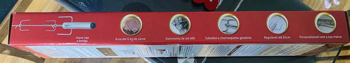 Espetoflex - Espeto Giratório Inox a Pilha Assa até 6kg de Carne