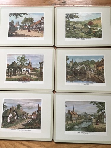 Pimpernel English Cottages Placemats Cork Back Set of 6 Size 12”x 9”