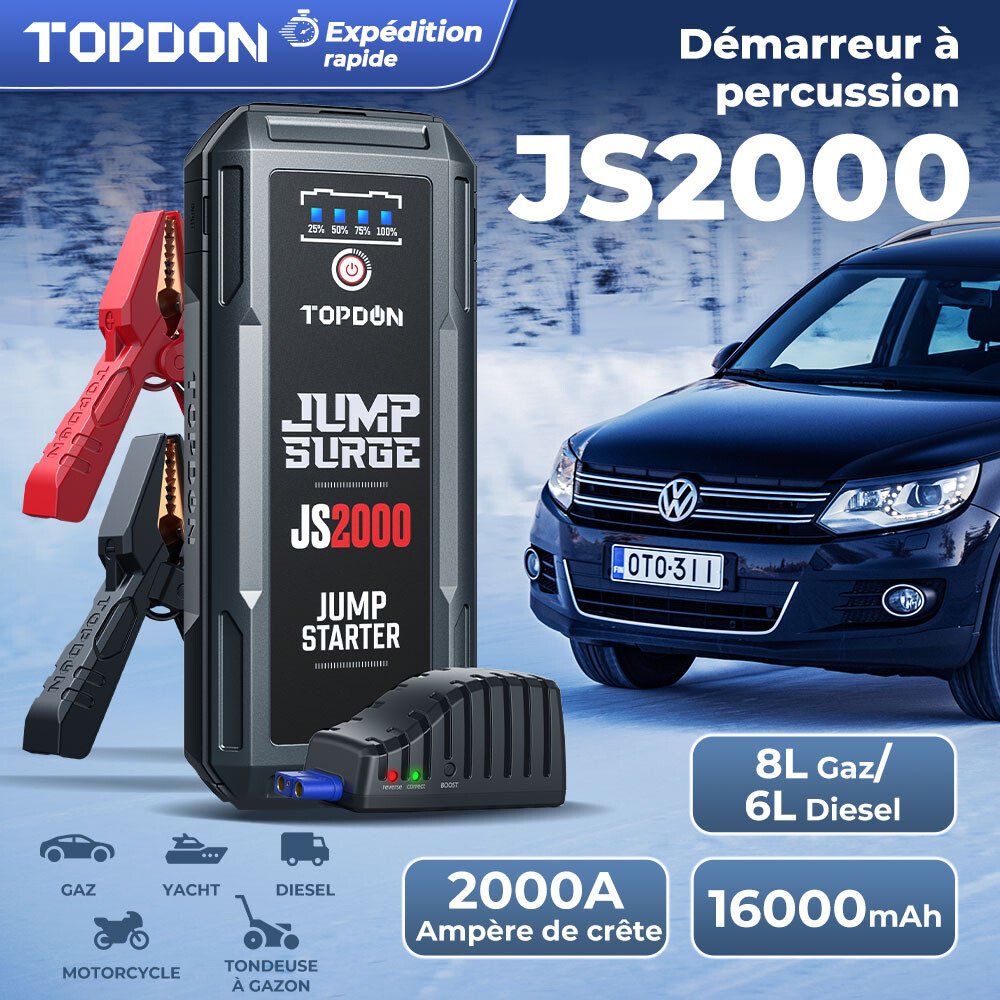 Démarreur Jump Starter TOPDON JS2000 pour les Voyages en Famille