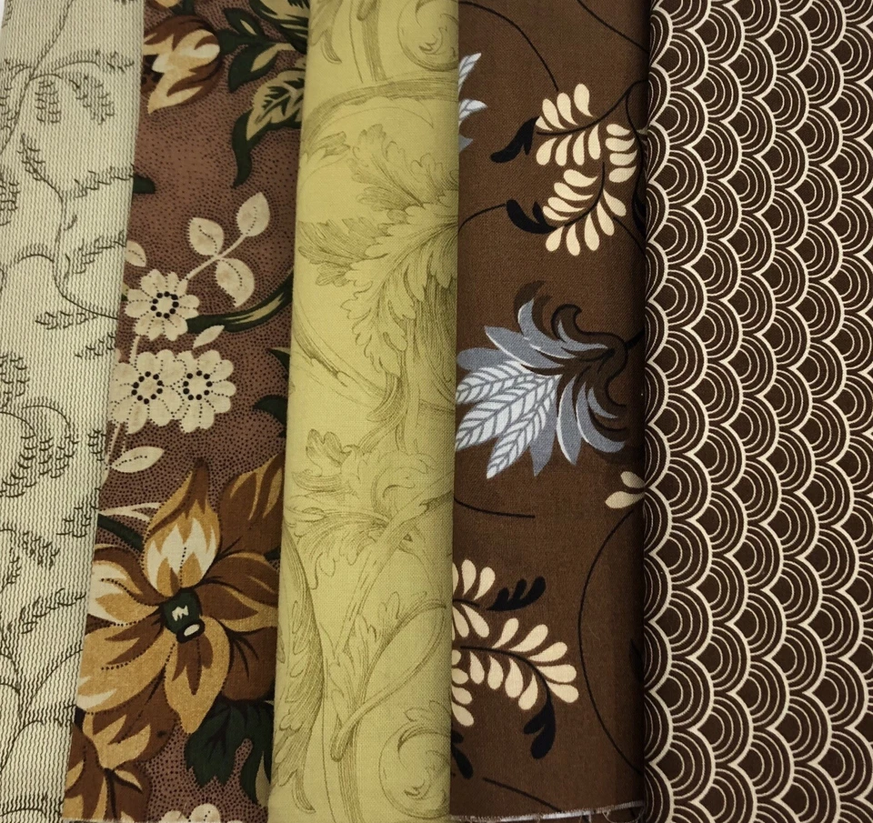 Lote de tela de costura para acolchados de temática francesa tonos dorados y marrones; algodón (RF981) Foto 2 de 4