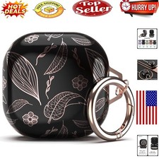 Luxury Golden Flower Pattern Hard Case for Galaxy Buds Perfect Fit Carabiner