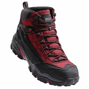 red and black steel toe shoes